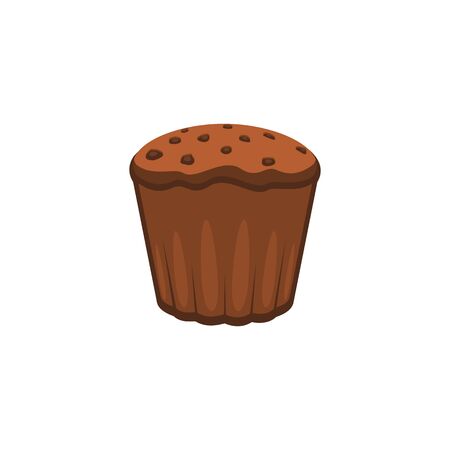 Chocolate muffin with raisins isolated cupcake.のイラスト素材