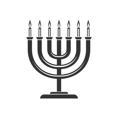 Menorah isolated candlelight with burning candles. Vector Hanukkah symbol, candelabrum litのイラスト素材