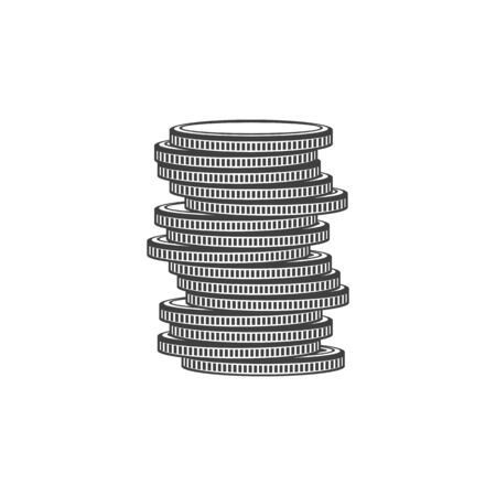 Stack of coins isolated monochrome casino tokens. Vector golden money, treasures or playing chipsのイラスト素材