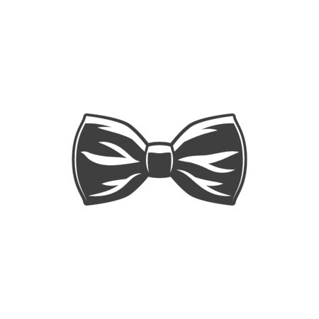 Black bow tie isolated monochrome icon. Vector male bow-tie necktie, wedding suit butterflyのイラスト素材