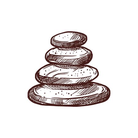 Piles of stones isolated zen Buddhism symbol. Vector stack of pebble, harmony and balance, spa signのイラスト素材