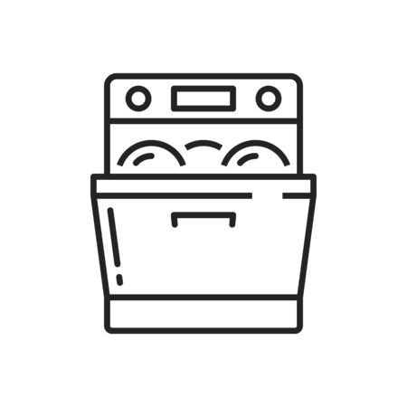 Oven vector thin line icon. Household items and kitchen cooking appliances symbolのイラスト素材