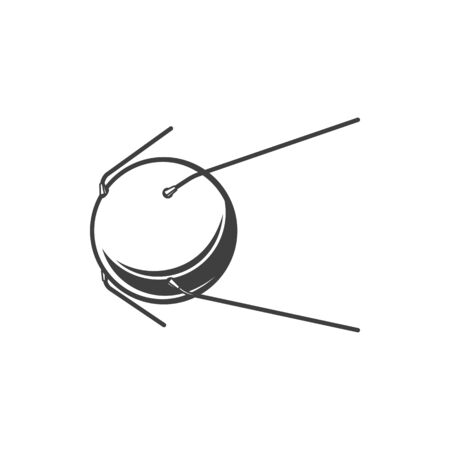 Sputnik isolated first satellite of Soviet Union. Vector space object orbiting Earthのイラスト素材