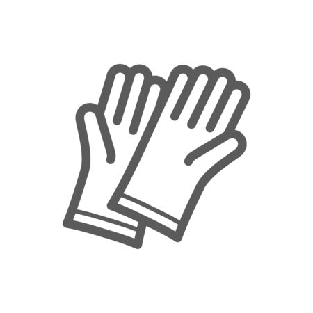 Protective gloves vector thin line icon. House cleaning, washing and laundry safety glovesのイラスト素材