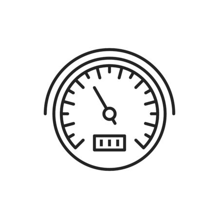 Speedometer vector line icon. Car tachometer, engine temperature or fuel indicator gaugeのイラスト素材