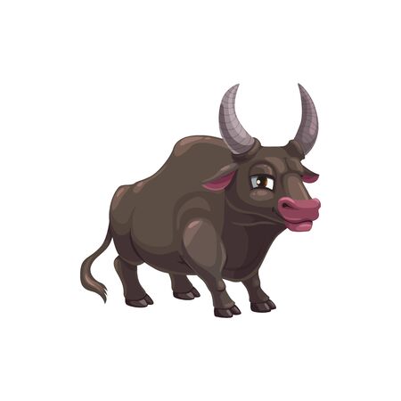 Cartoon ox chinese horoscope animal, bull mascot symbol, isolated china lunar new year zodiac for 2021, oriental culture and tradition vector illustration, iconのイラスト素材