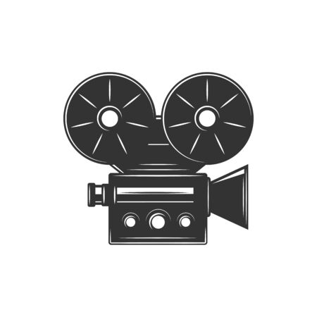 Movie camera vector thin line icon. Cinematography industry cinema film cameraのイラスト素材