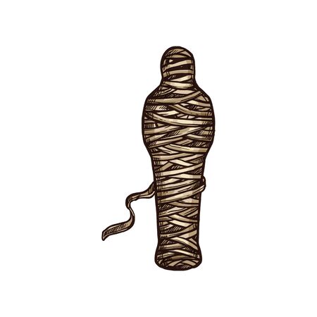 Ancient Egypt mummy isolated symbol of dead people in Egypt. Vector deceased human bodyのイラスト素材