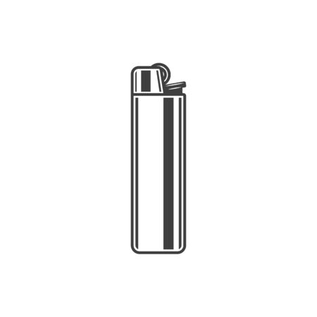 Plastic lighter isolated monochrome icon. Vector disposable cigarette lighter symbol, smoking accessoryのイラスト素材