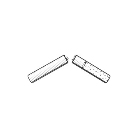 Broken cigarette isolated monochrome sign. Vector stop bad habit, no smoking areaのイラスト素材