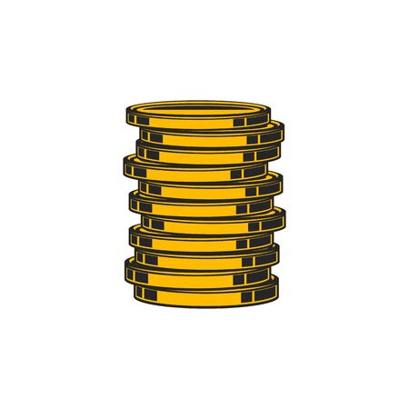 Stack of bitcoin coins isolated golden digital money. Vector heap of cryptocurrency coinsのイラスト素材
