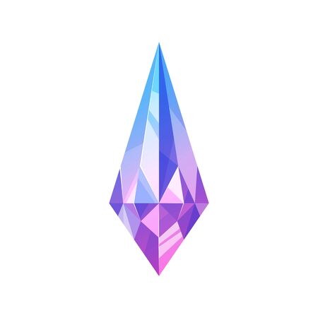Crystal gem vector jewelry gemstone. Purple pink crystal, jewel rhinestone facetのイラスト素材