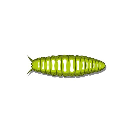 Green land slug isolated shell-less mollusk caterpillar. Vector worm with tentacles and antennaeのイラスト素材