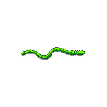 Simple green worm isolated invertebrate pest. Vector wildlife creature, cartoon earthworm
