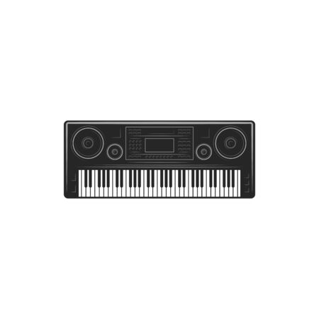 Synthesizer isolated electronic musical instrument. Vector device operated by keyboard to generate soundsのイラスト素材