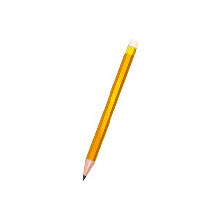 Sharp pencil writing tool isolated school stationery. Vector simple pencil with eraserのイラスト素材