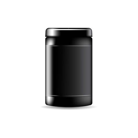 Plastic bottle to store liquid cosmetic products isolated black mock up. Vector template of packaging without labelのイラスト素材