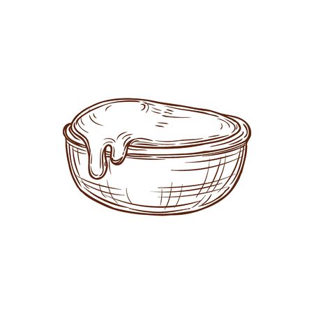 Wasabi, ketchup or mayonnaise in bowl isolated hand drawn sketch.のイラスト素材