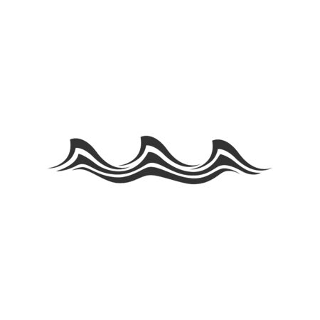 Wave icon with water swirl of sea or ocean. Black and white curls of water stream, ocean surf or sea storm with splashes and bubble foam for nature, marine travel or summer holiday themes designのイラスト素材