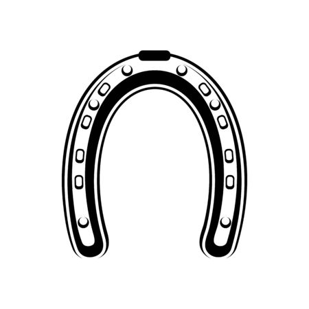 Horseshoe vector icon. Isolated horse metal retro shoe for mustang or stallion hoof forged by blacksmith with holes for nails. Symbols of Good Luck for talisman or heraldic mascotのイラスト素材