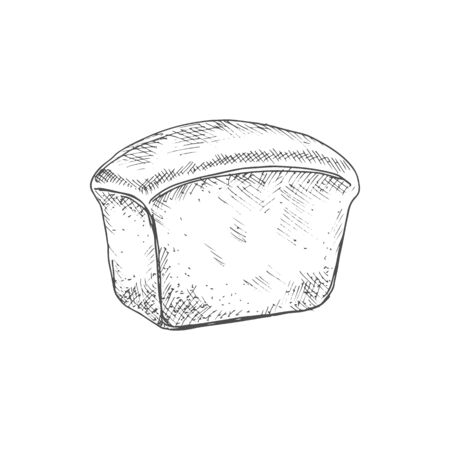 Square loaf of bread isolated monochrome sketch. Vector pastry food or bakery productのイラスト素材