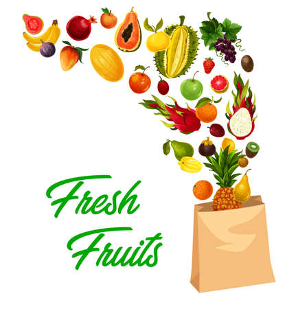 Tropical fruits market, farm food exotic fruitsのイラスト素材