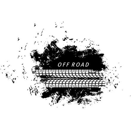 Offroad sport, grunge tire prints, vector tires track with dirty spot. Bike or car rally competition, motocross. Vehicle protectors, wheels trace. Abstract monochrome pattern, isolated graphic textureのイラスト素材
