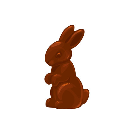 Chocolate bunny or rabbit candy, Easter treat sweets, vector isolated icon. Chocolate bunny confection, cocoa food dessert and holiday confectionery sweetsのイラスト素材