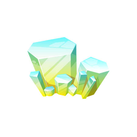 Topaz blue to yellow mineral isolated mineralogy symbol, crystalline stone or gemstone sapphire. Vector shiny natural gem precious stone, nugget, jewel raw material, jewelry organic crystal rockのイラスト素材