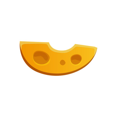 Emmental Swiss cheese, maasdam gouda grocery food isolated cartoon icon. Vector nutrition Emmental or Edam cheese with holes or circles, healthy eating, italian and french cuisine appetizer snackのイラスト素材