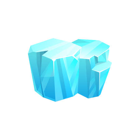 Ice rock crystal, iceberg or glacier vector icon isolated. Cracked polar ice rock piece or stalagmite crystal of snow or frozen water, blue Antarctica or arctic cold icicle, broken iceberg blockのイラスト素材