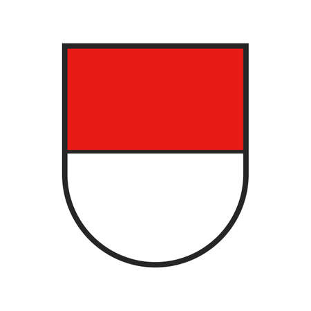 Switzerland, Swiss state canton flag or crest and coat of arms, vector. Solothurn or Soleure Swiss canton heraldic shield sign, Switzerland or Schweiz kanton heraldry symbol, red and white flagのイラスト素材