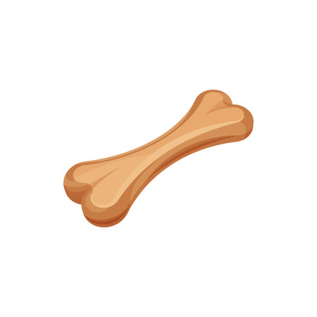 Dog bone toy isolated flat cartoon icon. Vector pets food, cookie treat for puppies, healthy eating with calcium, doggy treat. Chewing playful toy, nutrition crunchy food for canine animalsのイラスト素材