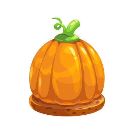 Candy Halloween party food snack isolated pumpkin on pastry cookies. Vector gingerbread confection and orange sweet chocolate pumpkin, trick or treat holiday snack in realistic 3D designのイラスト素材