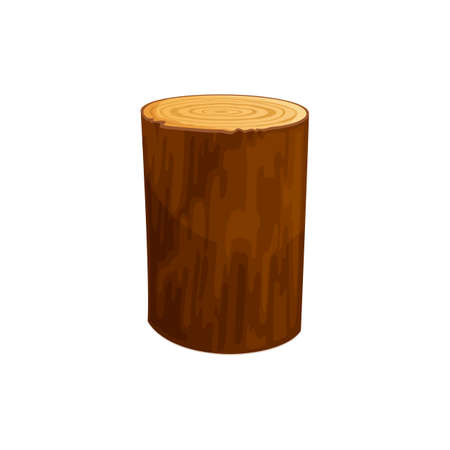 Circle of log, cross section of firewood or heartwood timber trunk isolated flat cartoon icon. Vector wood stump of cut tree trunk, deforestation symbol. Round lumber of cutted oak, pine or fiのイラスト素材