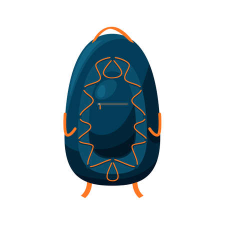 Rucksack, knapsack or trekking backpack isolated trekking camp back pack traveling bag cartoon icon. Vector hiker luggage, travel bag with lacing. Hiking, camping and climbing tourist equipmentのイラスト素材