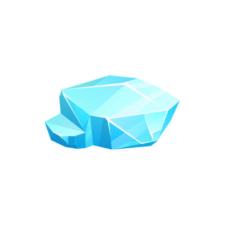 Crystal ice icon or iceberg, frozen cube of glass or snow, vector blue cold frost rock. Frozen water block or winter gem, isolated cartoon icicle, or arctic ice crystal stone and glacier pieceのイラスト素材