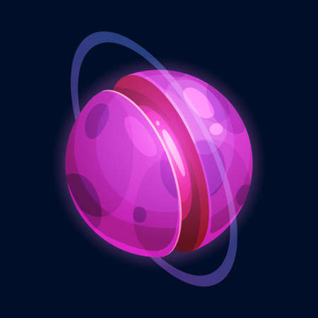 Sweet cartoon planet sci-fi fantasy world isolated cartoon icon. Vector yummy outer space planet of chocolate, sugar and caramel, aliens confectionery sphere, futuristic cosmic circle, ui game designのイラスト素材