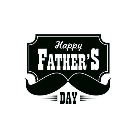 Fathers Day vector icon with black mustaches, greeting card design. Happy father, dad or daddy Day typography with man mustaches, family holiday celebration, gentlemen party or fatherhood themesのイラスト素材