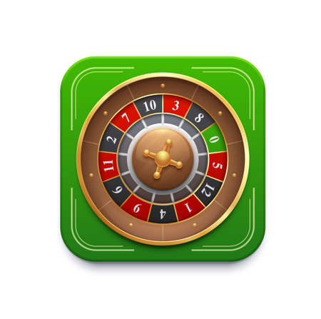 Casino roulette game wheel icon. 3d vector fortune spin with red or black numbers and green field. Gambling game isolated ui element for mobile application or web design, money jackpot prizeのイラスト素材