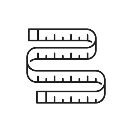Measure tape outline icon, weight control thin line symbol. Weight loss, healthy lifestyle sign or fitness workout thin line vector pictogram or sighのイラスト素材