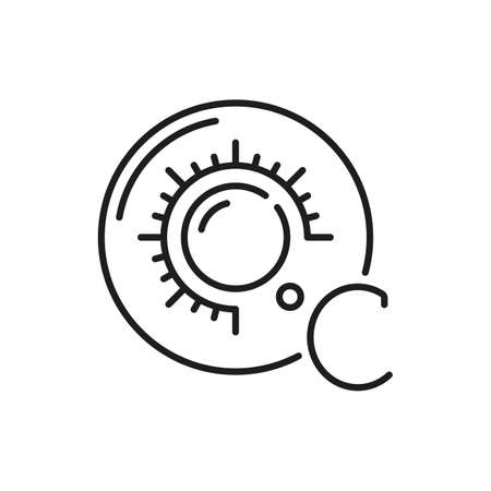 Celsius degree outline glyph isolated thin line icon. Vector meteorology symbol for travel, tourism and weather web site and apps design, UI game. Summertime, sunshine with sun, hot temperatureのイラスト素材