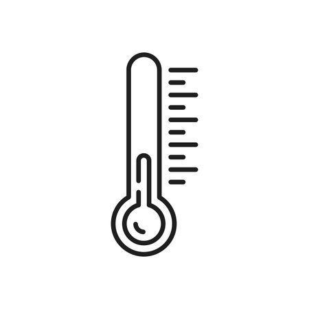 Fridge thermometer and temperature low down sign isolated outline icon. Vector cold, chilly weather...