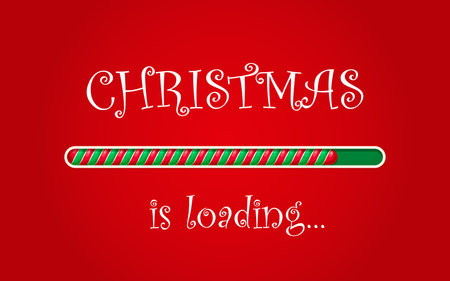 Christmas loading candy cane progress bar with Xmas load status of vector striped sweets on red background. Realistic countdown bar to Christmas and winter holidays, Xmas greeting card or web pageのイラスト素材
