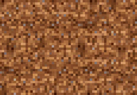 Pixel game background. Cubic pixel ground or rock blocks pattern. Eight-bit arcade mosaic vector backdrop with square pixels, computer game level environment soil or stone textureのイラスト素材