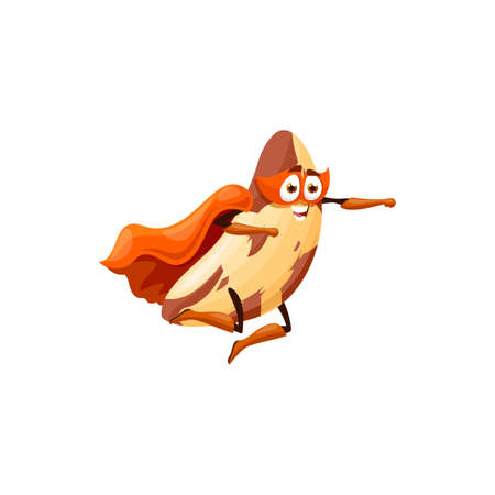 Emoticon character of spotted kidney bean superhero isolated food ingredient with face in mask and cape. Vector legume grain, fava with cute face and big eyes. Kids spotted kidney bean sport heroのイラスト素材