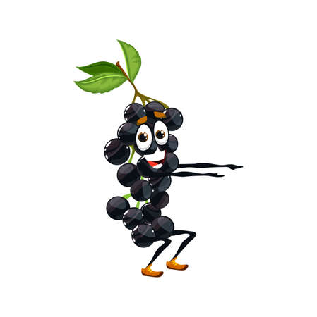 Cartoon bird cherry berry squatting, vector fruit sportsman with smiling face squat. Funny character sports exercises, workout. Healthy lifestyle, organic food, fortified nutrition isolated vitaminのイラスト素材