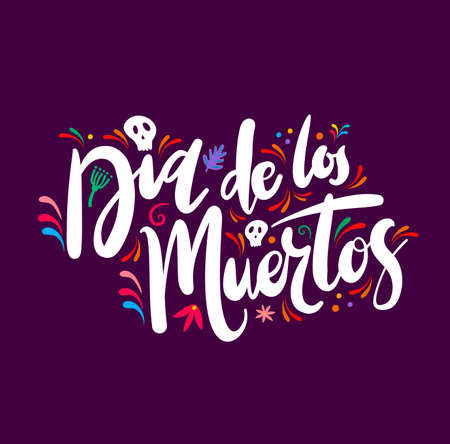Dia de Los Muertos. Day of Dead mexican holiday banner. Mexican party, festival or carnival vector background with flower ethnic ornaments, skull and typography. Day of Dead celebration symbolのイラスト素材