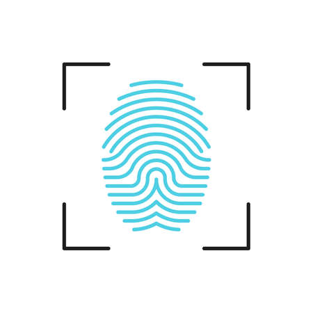 Fingerprint scanner technology outline icon. Biometric identification and verification, information access and security system id thin line vector icon or simple pictogramのイラスト素材