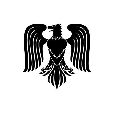 Heraldic eagle bird vector icon. Royal heraldry gothic falcon or medieval hawk symbolのイラスト素材